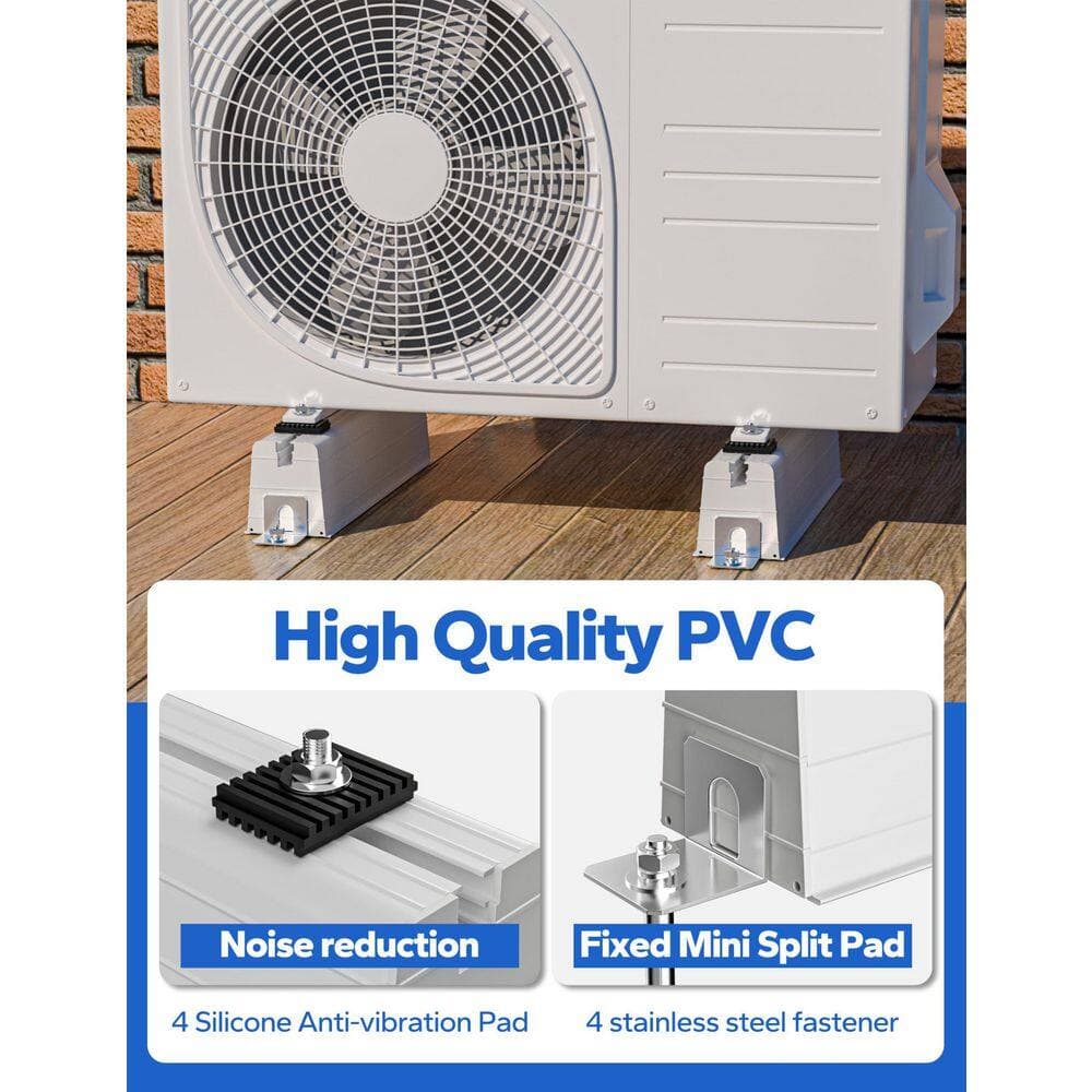 Helhom ABS Anti-Vibration Mini Split Pad, Stand Ground Mount for Air Conditioner Condensers Heat Pump System, 24000-72000 BTU (3)
