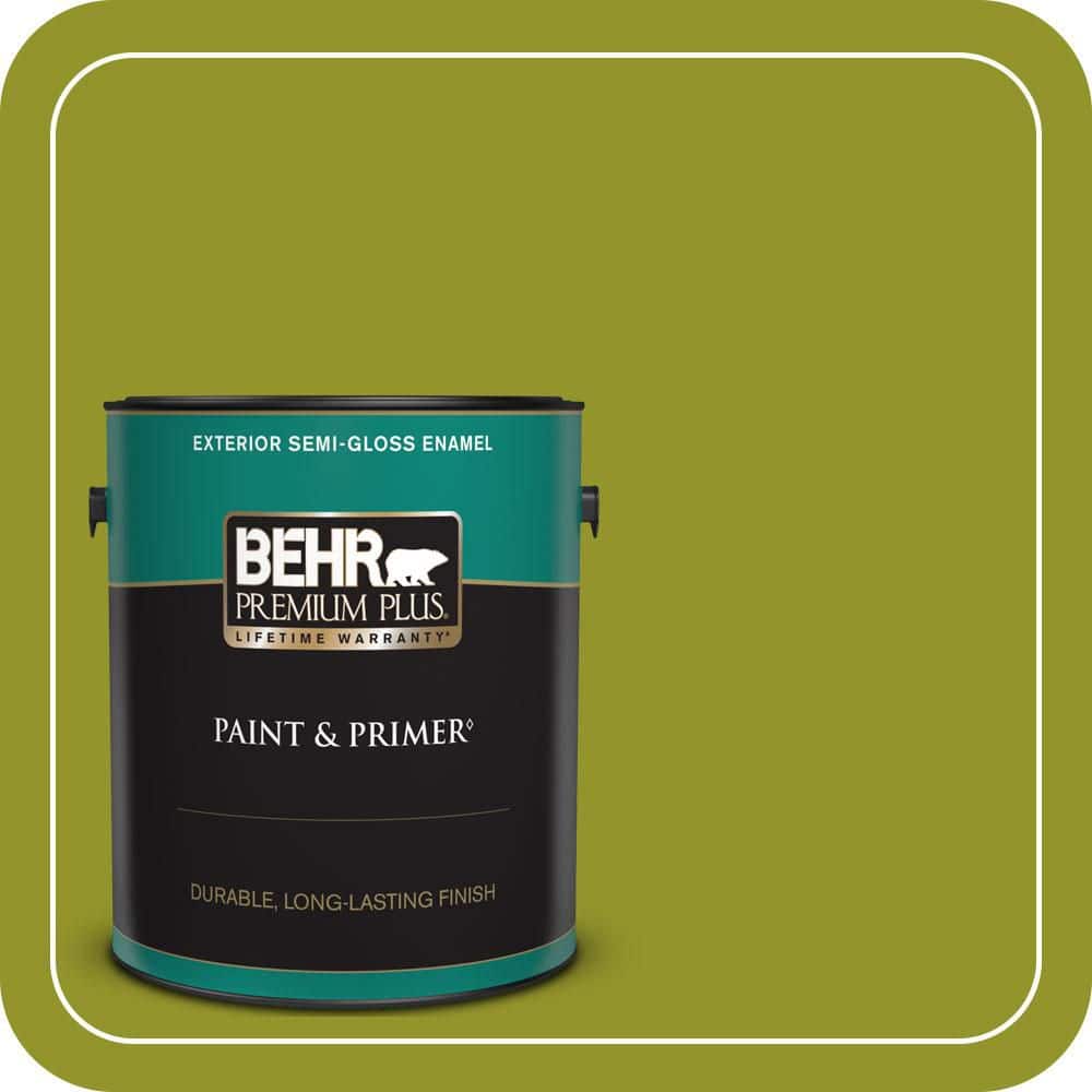 BEHR PREMIUM PLUS 1 gal. #P350-7 Lazy Lizard Semi-Gloss Enamel Exterior Paint & Primer