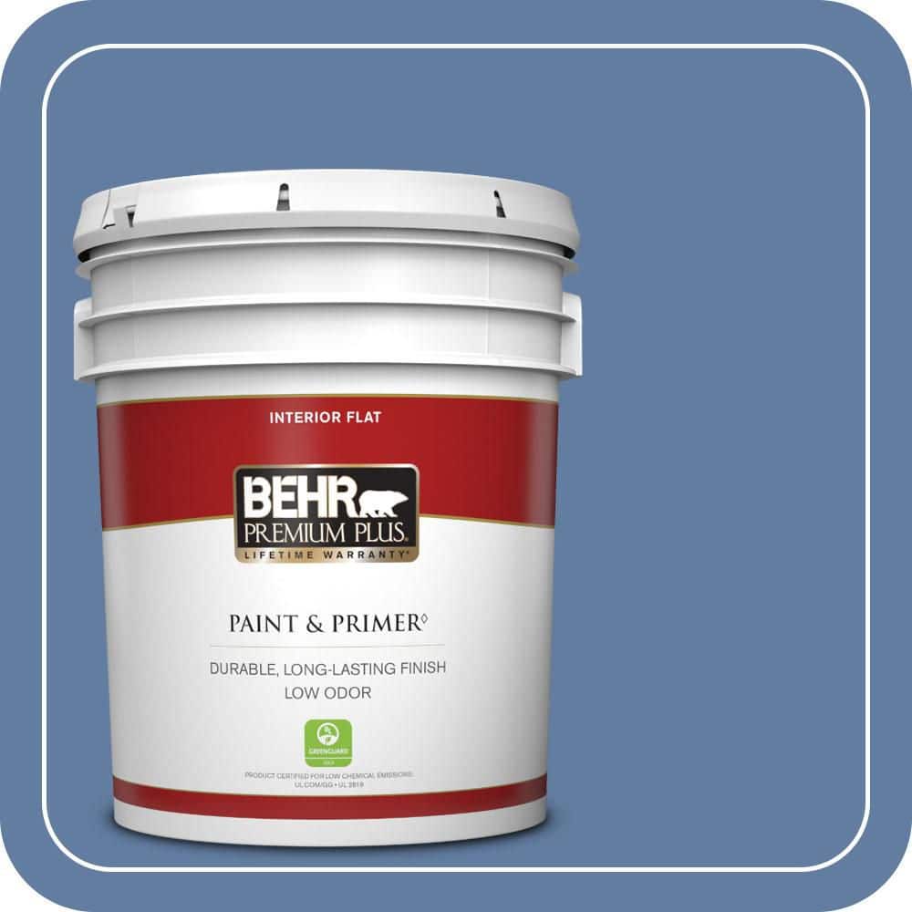 BEHR PREMIUM PLUS 5 gal. #600D-6 Blueberry Patch Flat Low Odor Interior Paint & Primer