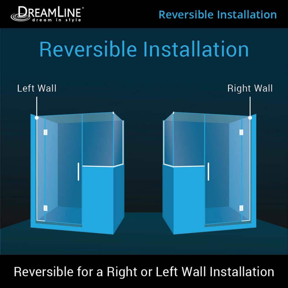 DreamLine Unidoor-X 59 in. W x 36-3/8 in. D x 72 in. H Frameless Hinged Shower Enclosure in Matte Black (3)