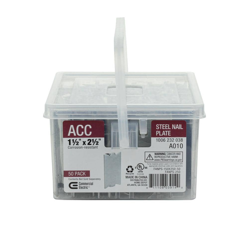 Commercial Electric 1-1/2 in. x 2-1/2 in. Steel Nail Plate (50-Pack) (4)