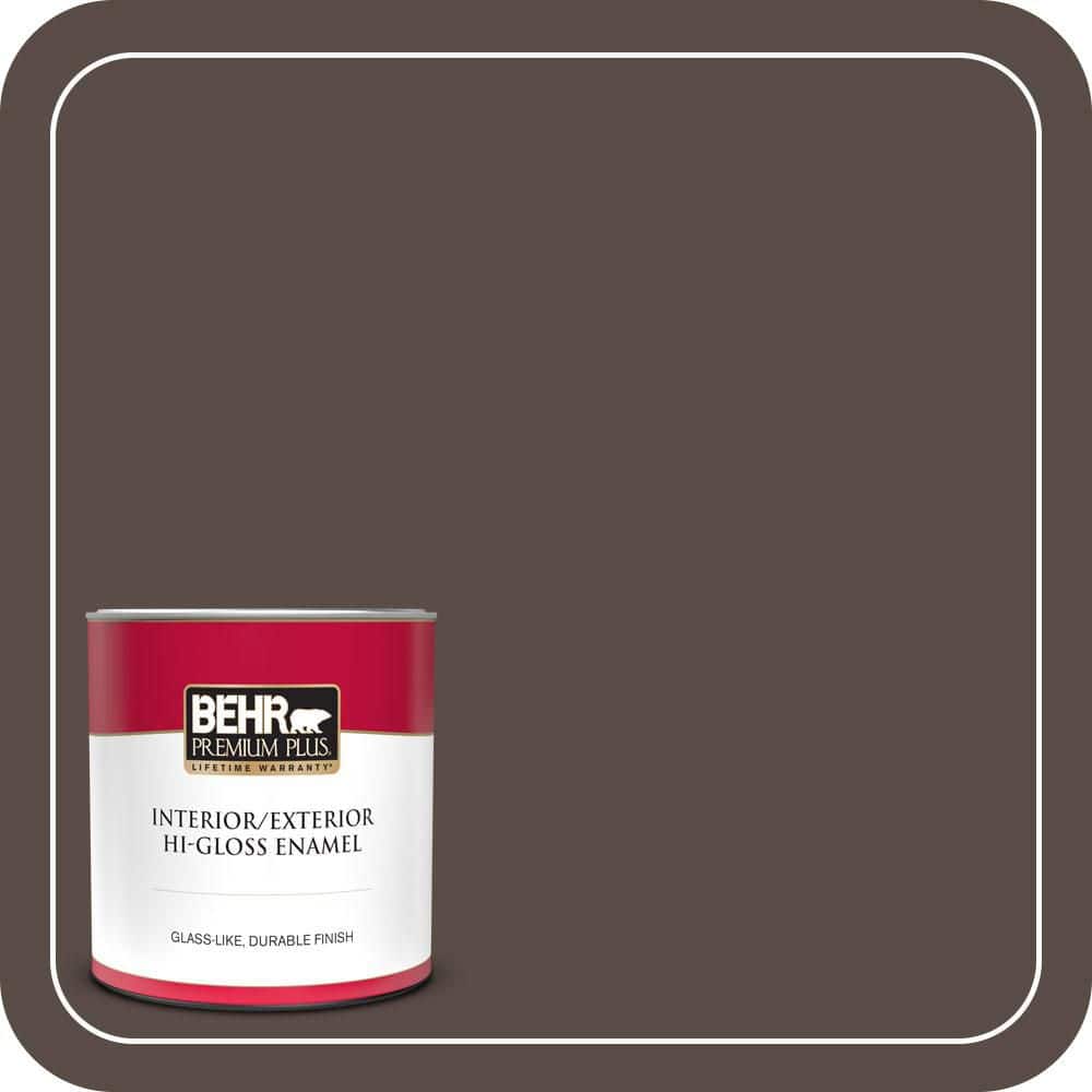 BEHR PREMIUM PLUS 1 qt. #PPU5-19 Dark Truffle Hi-Gloss Enamel Interior/Exterior Paint & Primer (1)