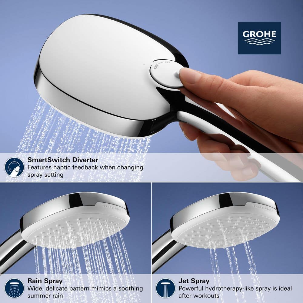 GROHE Tempesta Square 110 24 in. Shower Rail Set 2-Spray 1.5 GPM in StarLight Chrome (3)