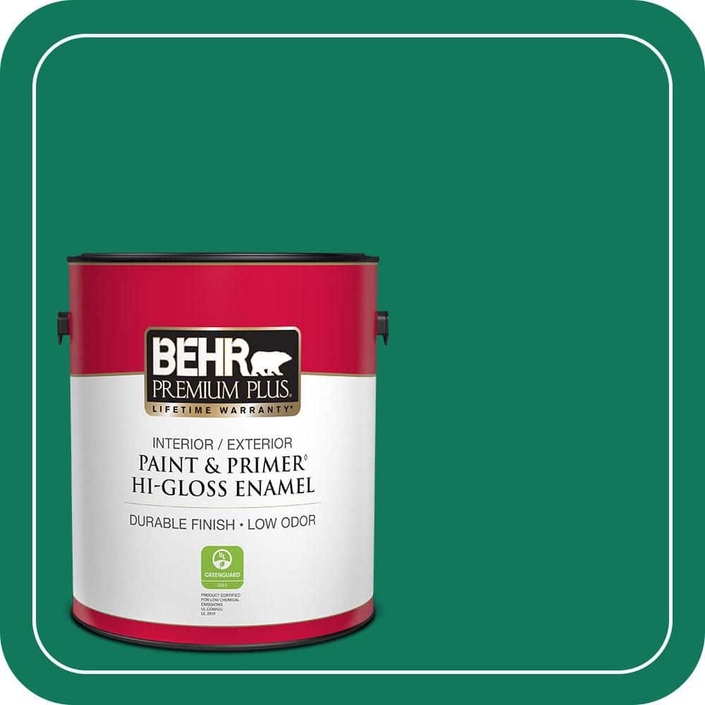 BEHR PREMIUM PLUS 1 gal. #MQ4-14 Soapstone Hi-Gloss Enamel Interior/Exterior Paint & Primer (1)
