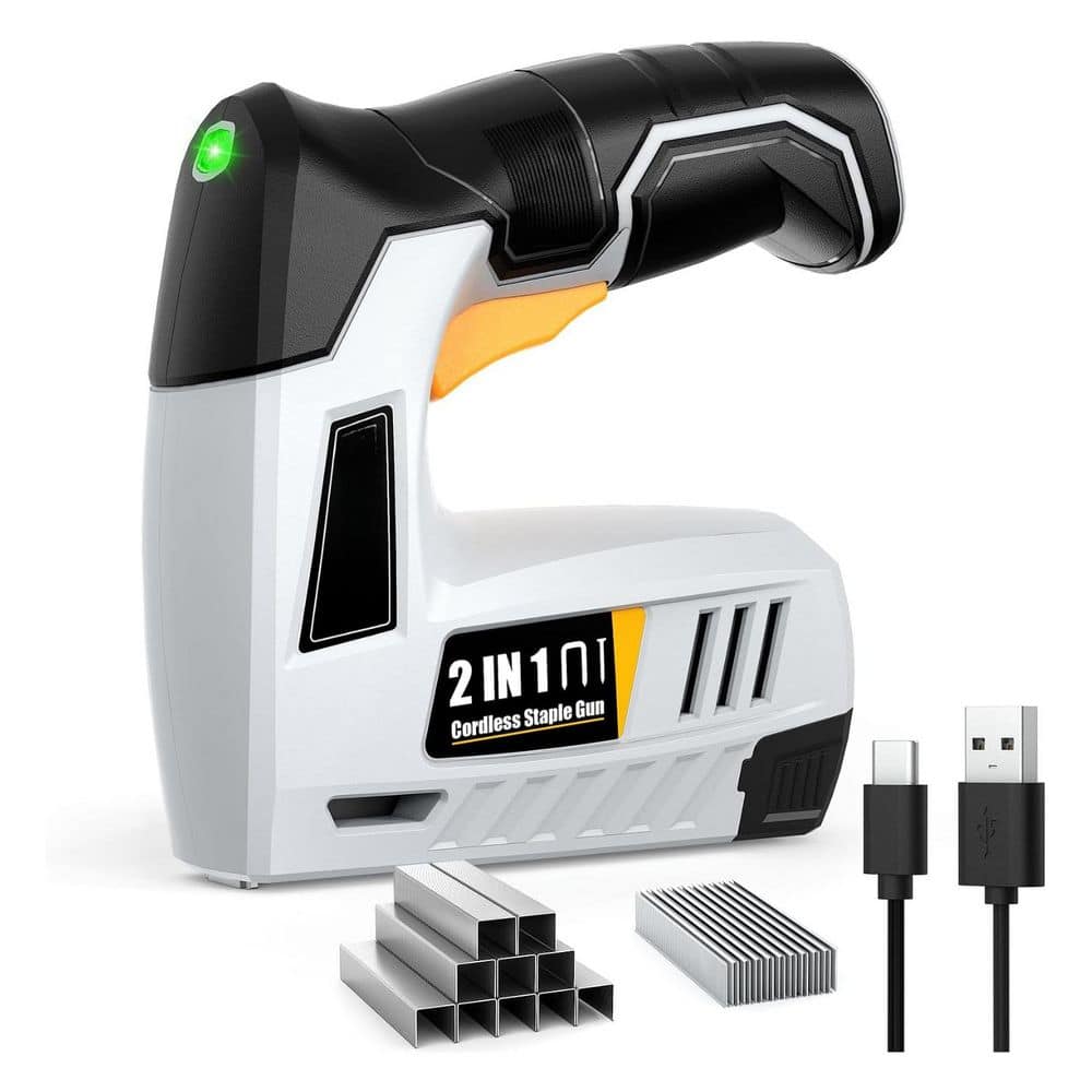 YICHUHAOXI Cordless Electric Staple Gun Brad Nailer Kit 2-in-1 Ergonomic Handle 1-Pack Gray for Upholstery DIY (1)