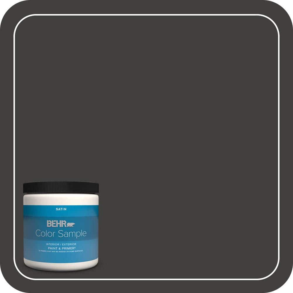 BEHR PREMIUM PLUS 8 oz. #N510-7 Blackout Satin Enamel Interior/Exterior Paint & Primer Color Sample