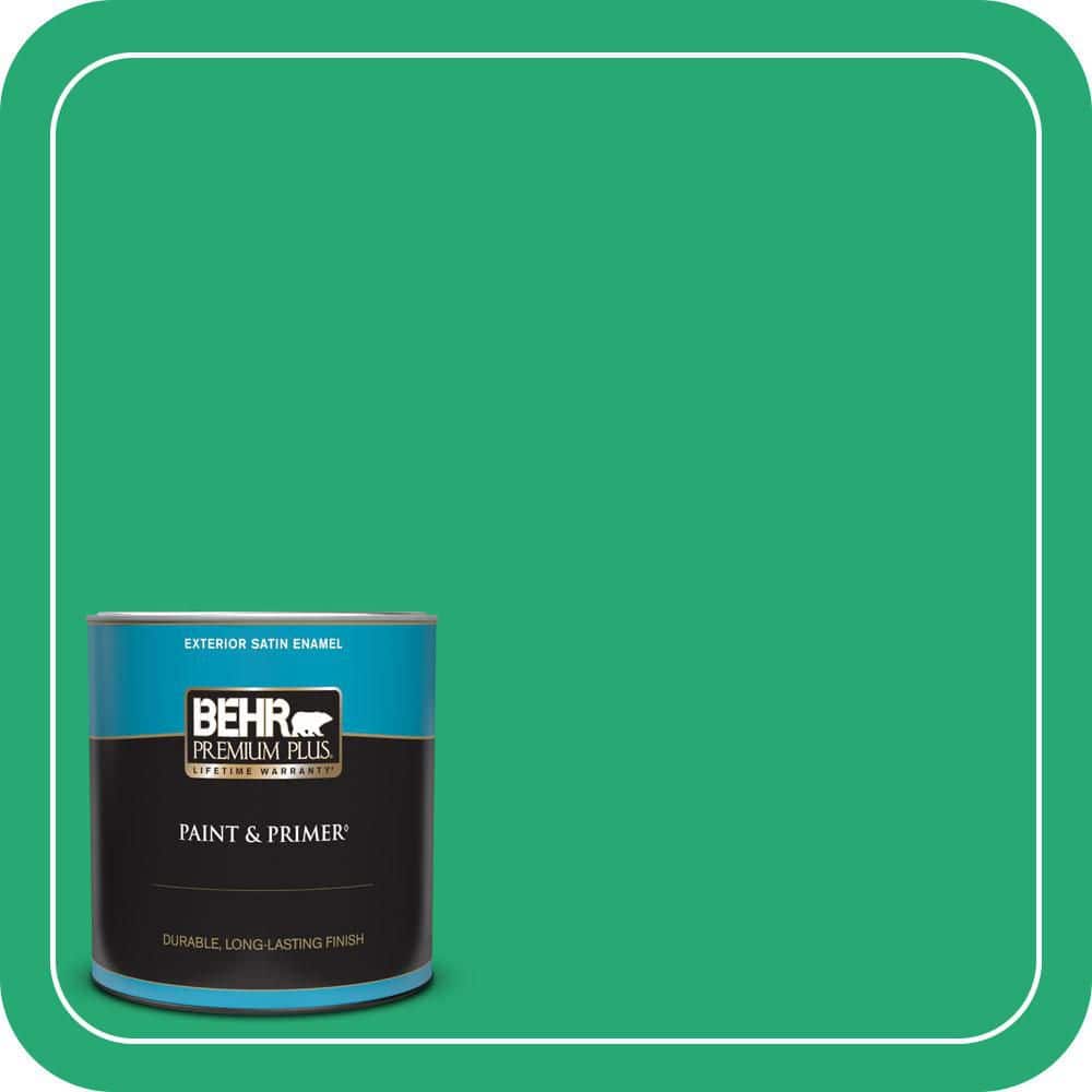 BEHR PREMIUM PLUS 1 qt. #470B-5 Garden Medley Satin Enamel Exterior Paint & Primer