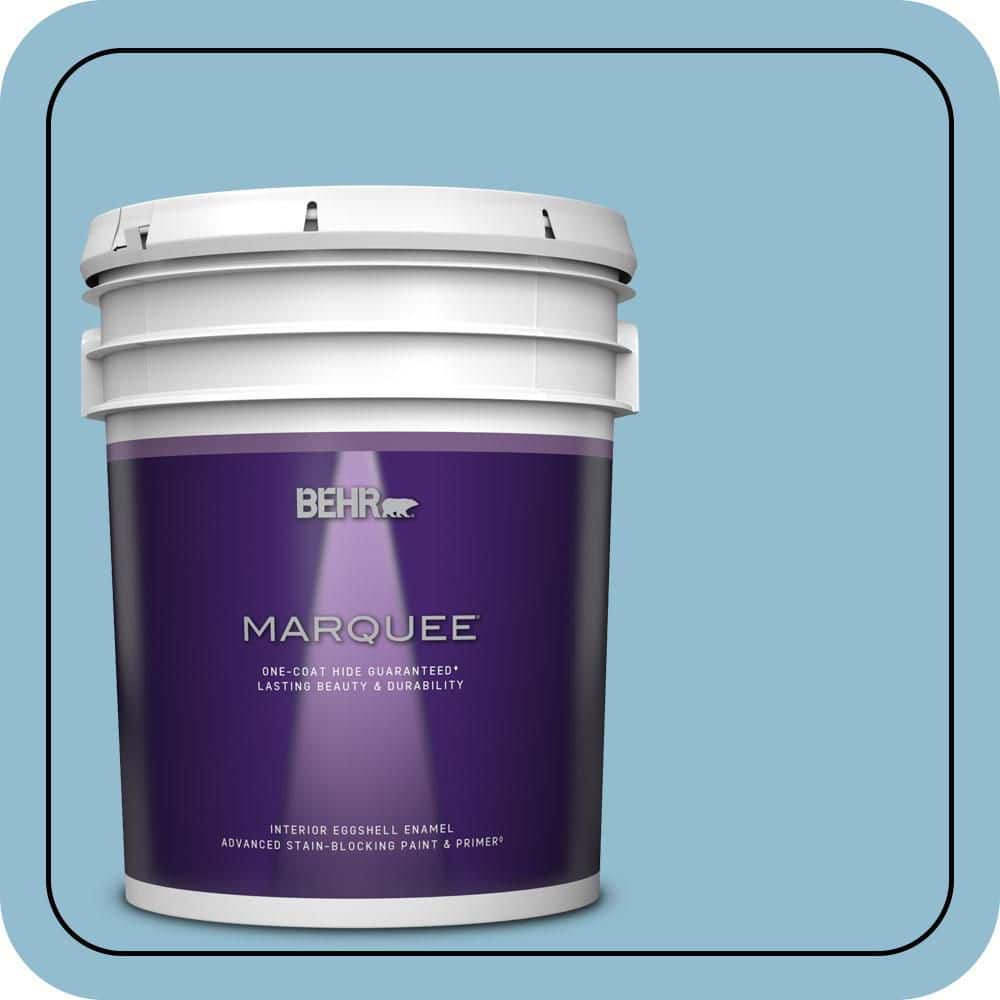 BEHR MARQUEE 5 gal. #S490-3 Reef Blue One-Coat Hide Eggshell Enamel Interior Paint & Primer