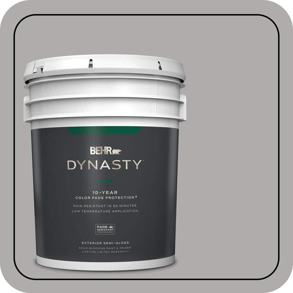BEHR DYNASTY 5 gal. #N520-3 Flannel Gray Semi-Gloss Enamel Exterior Stain-Blocking Paint & Primer