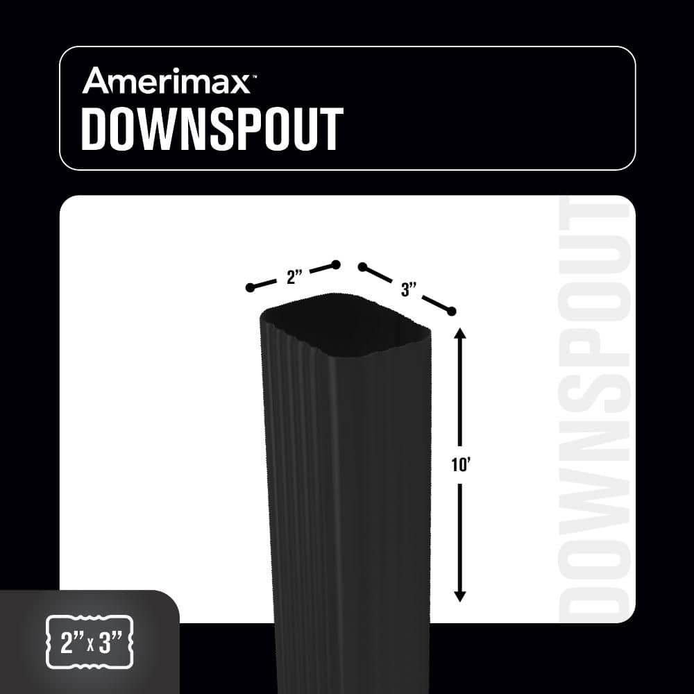 Amerimax Home Products 2 in. x 3 in. x 10 ft. Black Aluminum Downspout (4)
