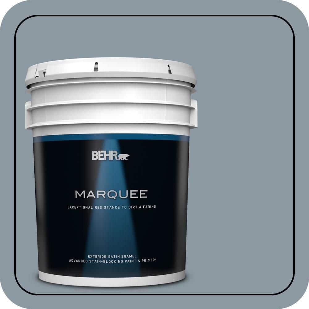 BEHR MARQUEE 5 gal. #N490-4 Teton Blue Satin Enamel Exterior Paint & Primer