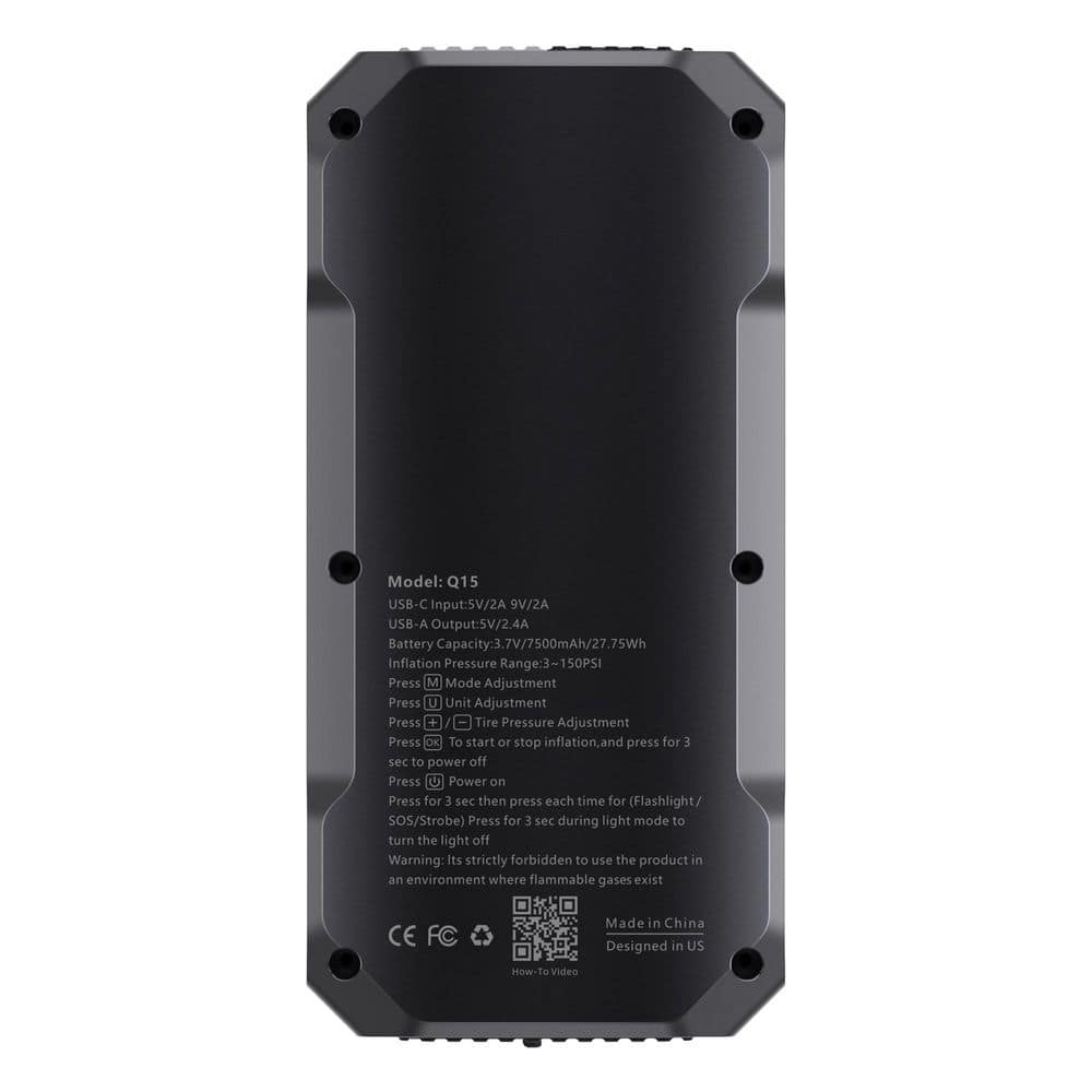 CAROSS Q15 Combo 150-PSI Portable Air Compressor and 7,500-mAh Portable Power Bank with Digital Display (2)