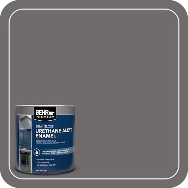 BEHR PREMIUM 1 qt. #780F-6 Dark Granite Semi-Gloss Enamel Urethane Alkyd Interior/Exterior Paint (2)