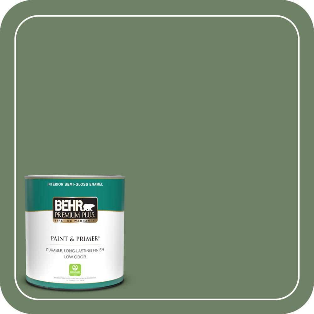 BEHR PREMIUM PLUS 1 qt. #S390-6 Cliffside Park Semi-Gloss Enamel Low Odor Interior Paint & Primer