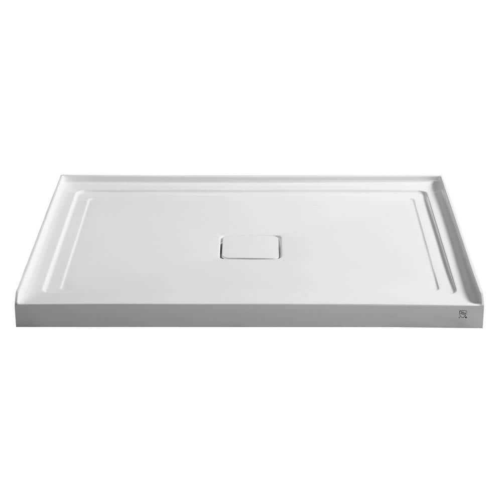 ANZZI Fissure Base Series 48 in. L x 36 in. W Alcove Shower Shower Pan Base with Center Drain in Glossy White Marine Acrylic (1)