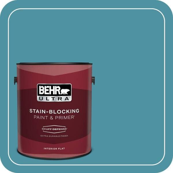 BEHR ULTRA 1 gal. #530D-6 Teal Bayou Extra Durable Flat Interior Paint & Primer (2)