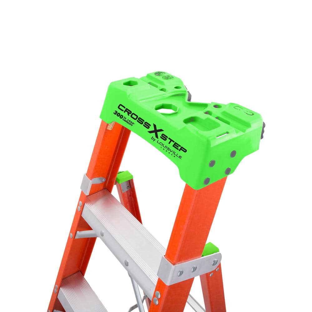 Louisville Ladder Fiberglass Cross Step Ladder with 300 lbs. Load Capacity Type IA Duty Rating (4)