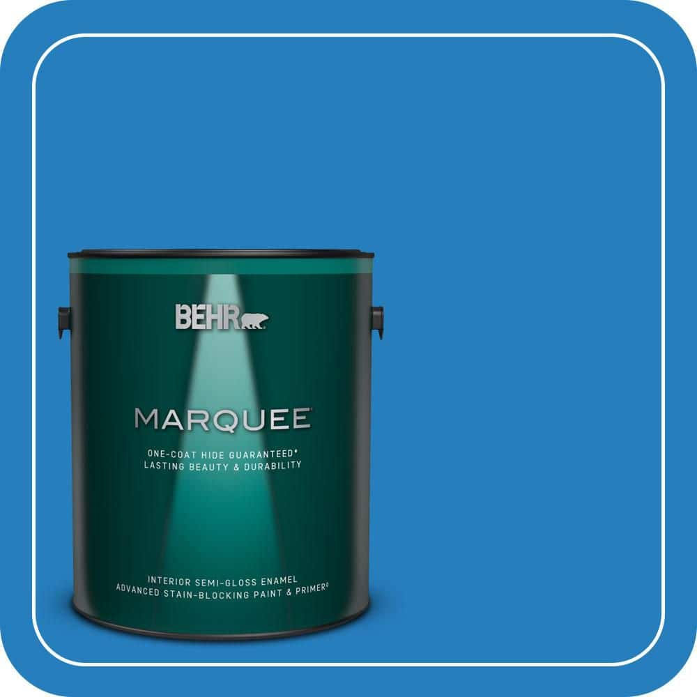 BEHR MARQUEE 1 gal. #P510-6 Brilliant Blue Semi-Gloss Enamel Interior Paint & Primer (1)