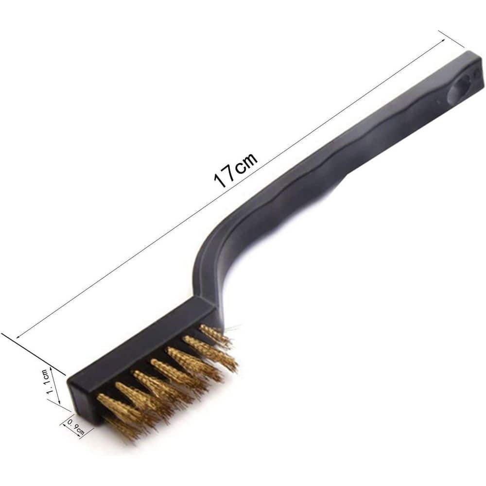 KIWDZFU 3.98 oz. Brass and Stainless Steel Wire Brush Set with Curved Handle for Cleaning Welding Slag and Rust 6-Pieces (3)