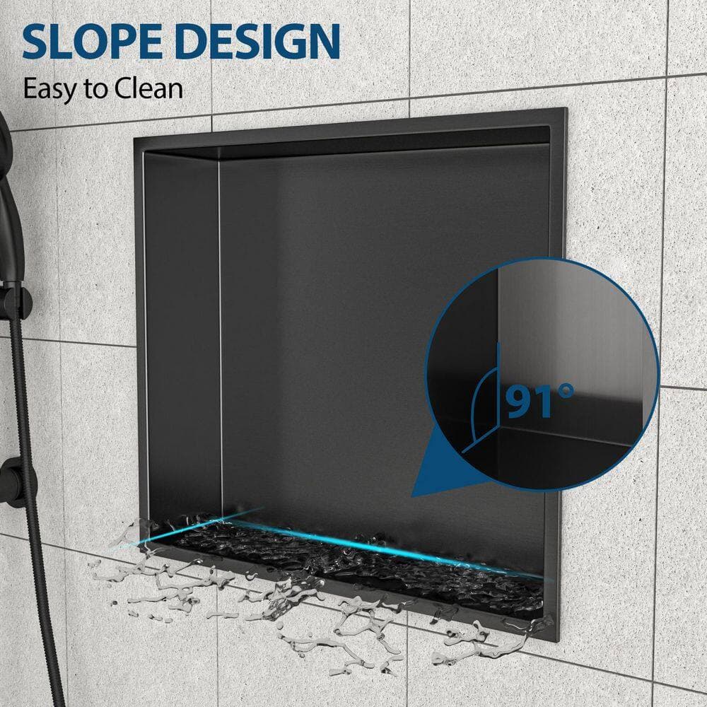Boosicavelly 17 in. W x 15 in. H x 4 in. D Shower Niche Set of 1 Piece in Gunmetal Black (3)