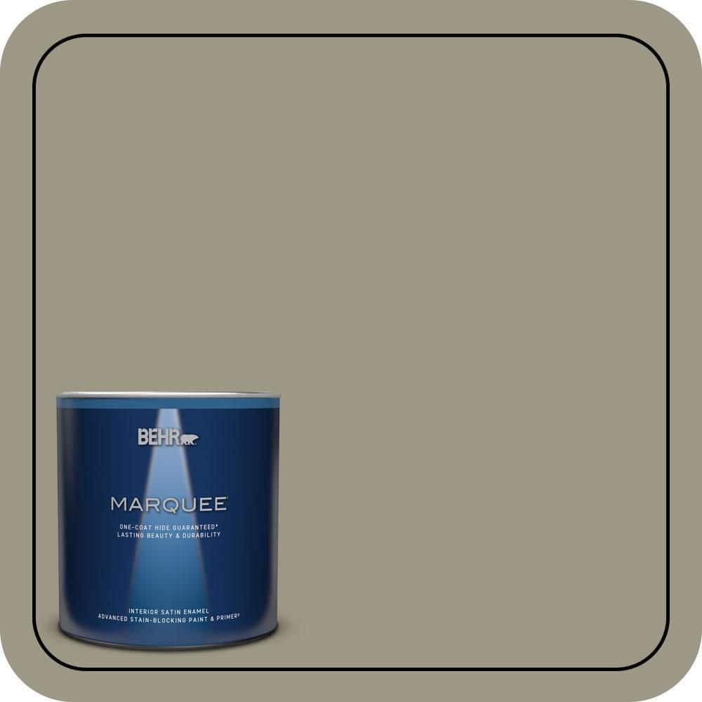 BEHR MARQUEE 1 qt. #PPU8-20 Dusty Olive One-Coat Hide Satin Enamel Interior Paint & Primer