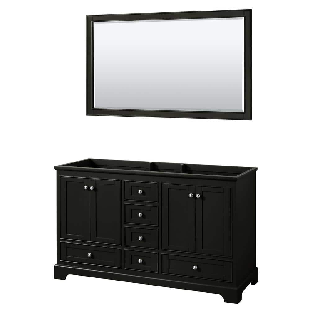 Wyndham Collection Deborah 59.25 in. Double Bathroom Vanity Cabinet Only with 58 in. Mirror in Dark Espresso