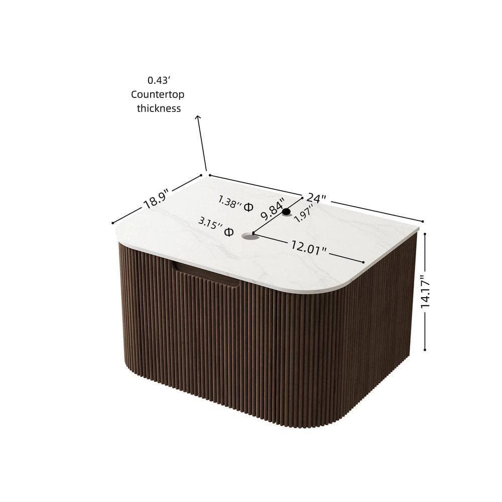 Buruis 24 in. Bath Vanity Cabinet without Top in Brown with 2 Drawers, Basin, Faucet and Sink Not Included (2)
