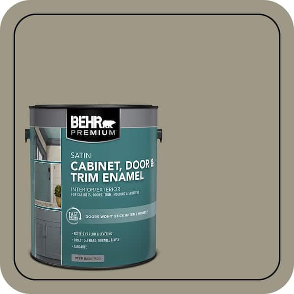 BEHR PREMIUM 1 gal. #PPU8-20 Dusty Olive Satin Enamel Interior/Exterior Cabinet, Door & Trim Paint (2)