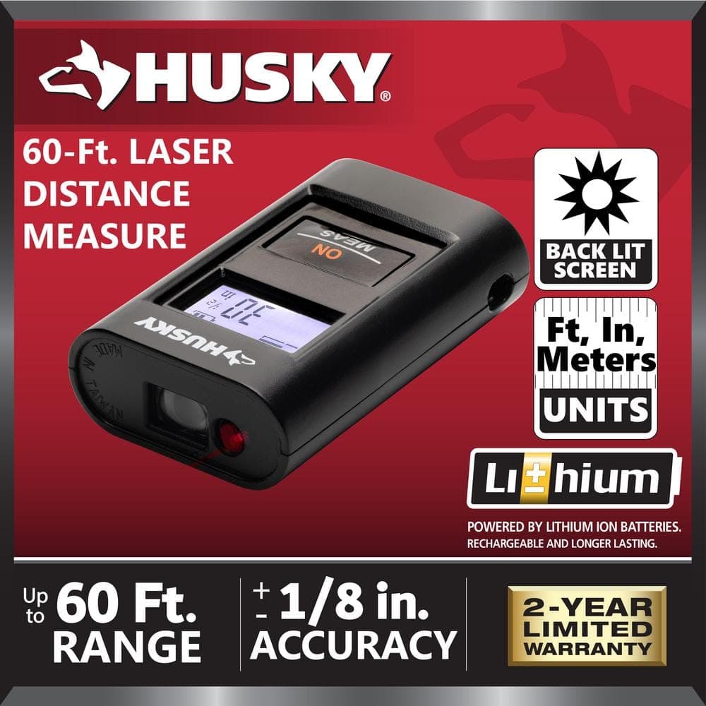 Husky 60 ft. Rechargeable Pocket Laser Distance Measuring Tool (2)