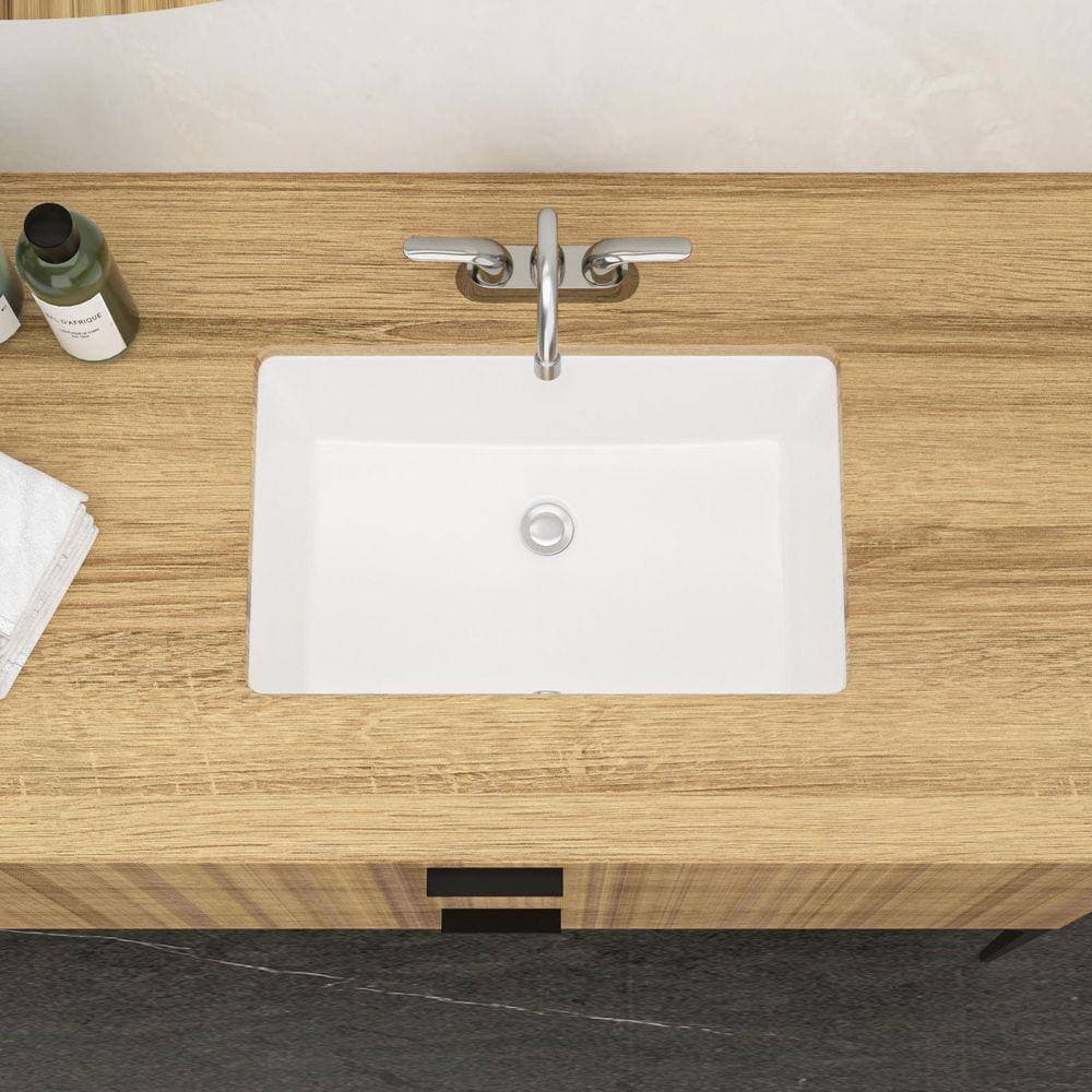 YSQCAR 21 in. Undermount Rectangular Bathroom Sink in White Ceramic with Overflow (3)