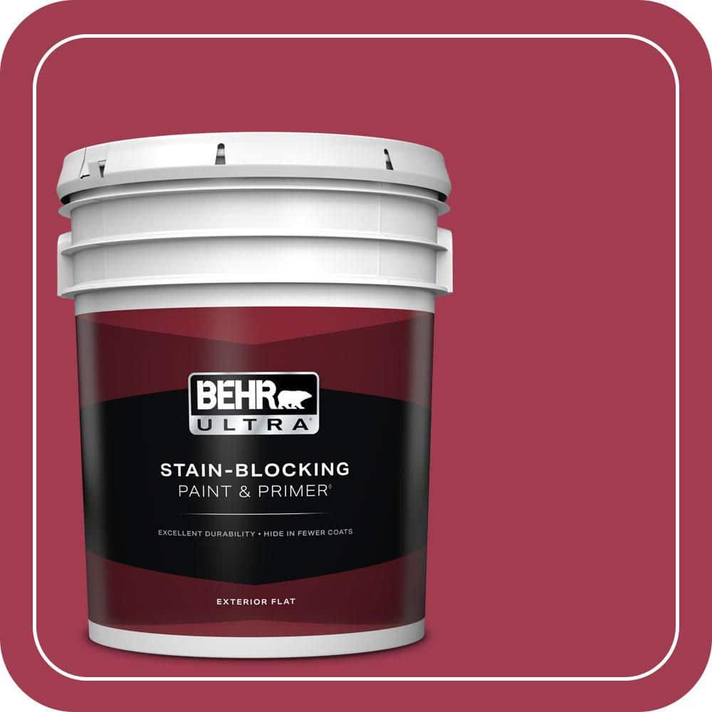 BEHR ULTRA 5 gal. #S-G-120 Strawberry Daiquiri Flat Exterior Paint & Primer