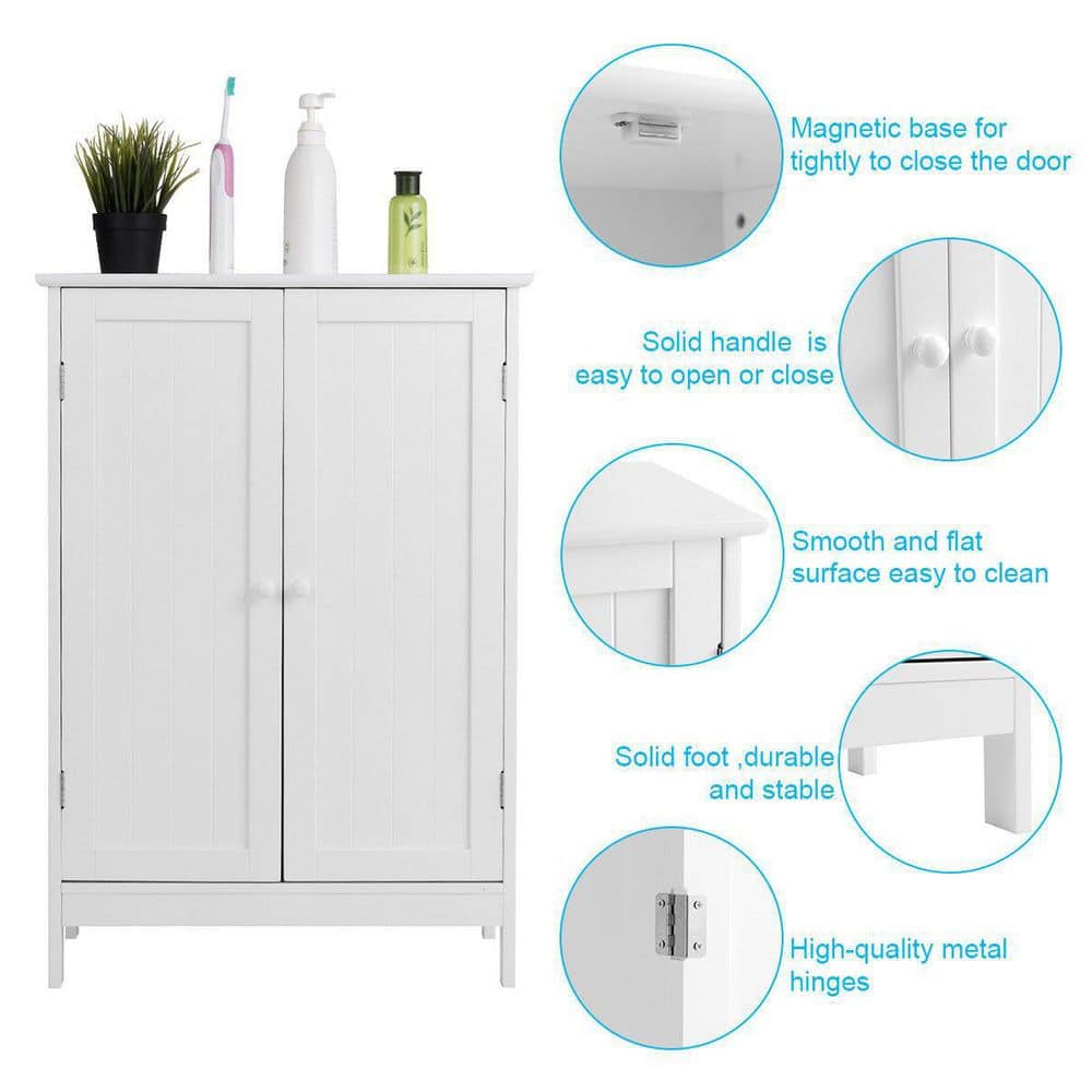 ANGELES HOME 23.5 in. W 14 in. D 34.5 in. H Bathroom Floor Storage Double Door Linen Cabinet (2)