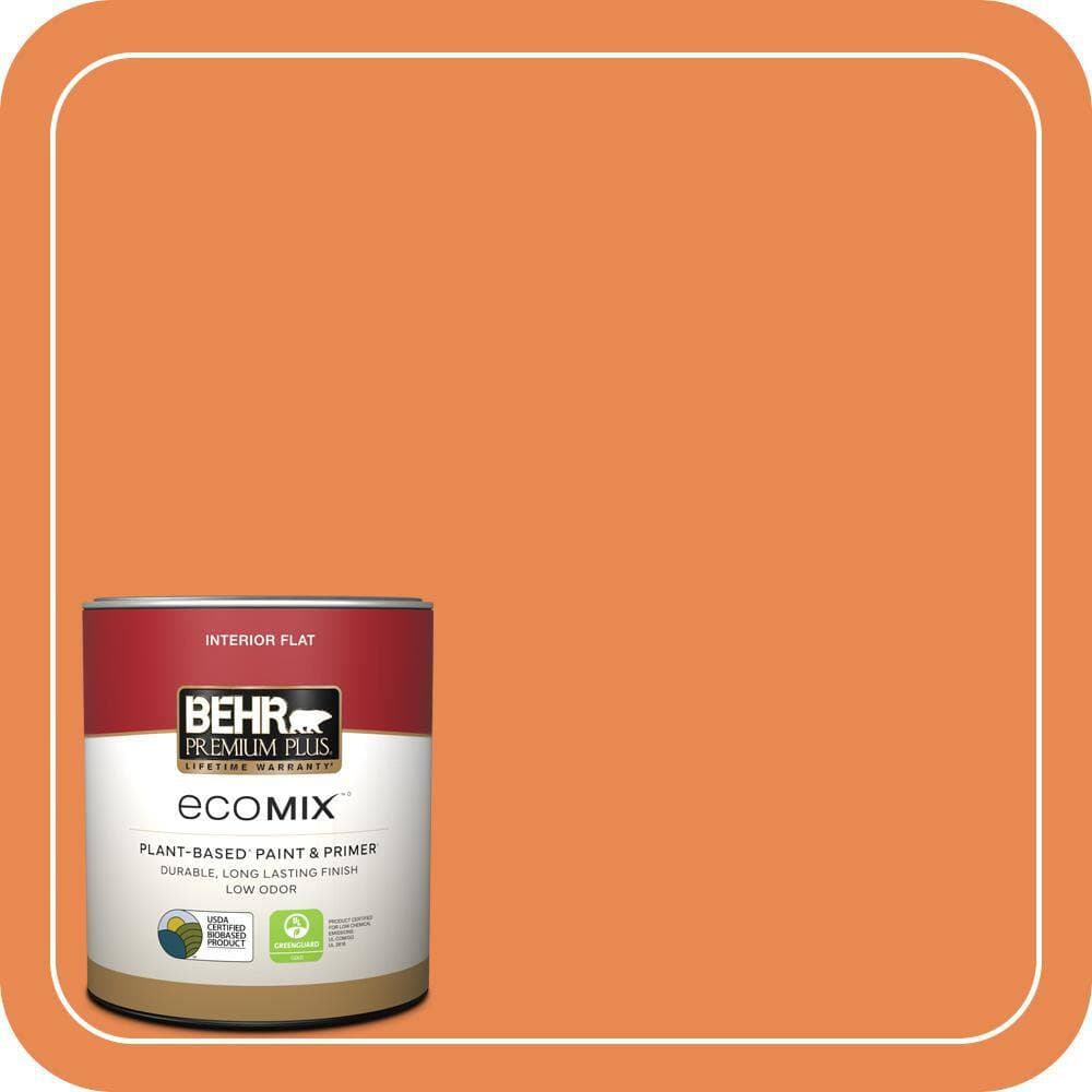 BEHR PREMIUM PLUS 1 qt. #P210-6 Mandarin Flat EcoMix Plant-Based Interior Paint & Primer (1)
