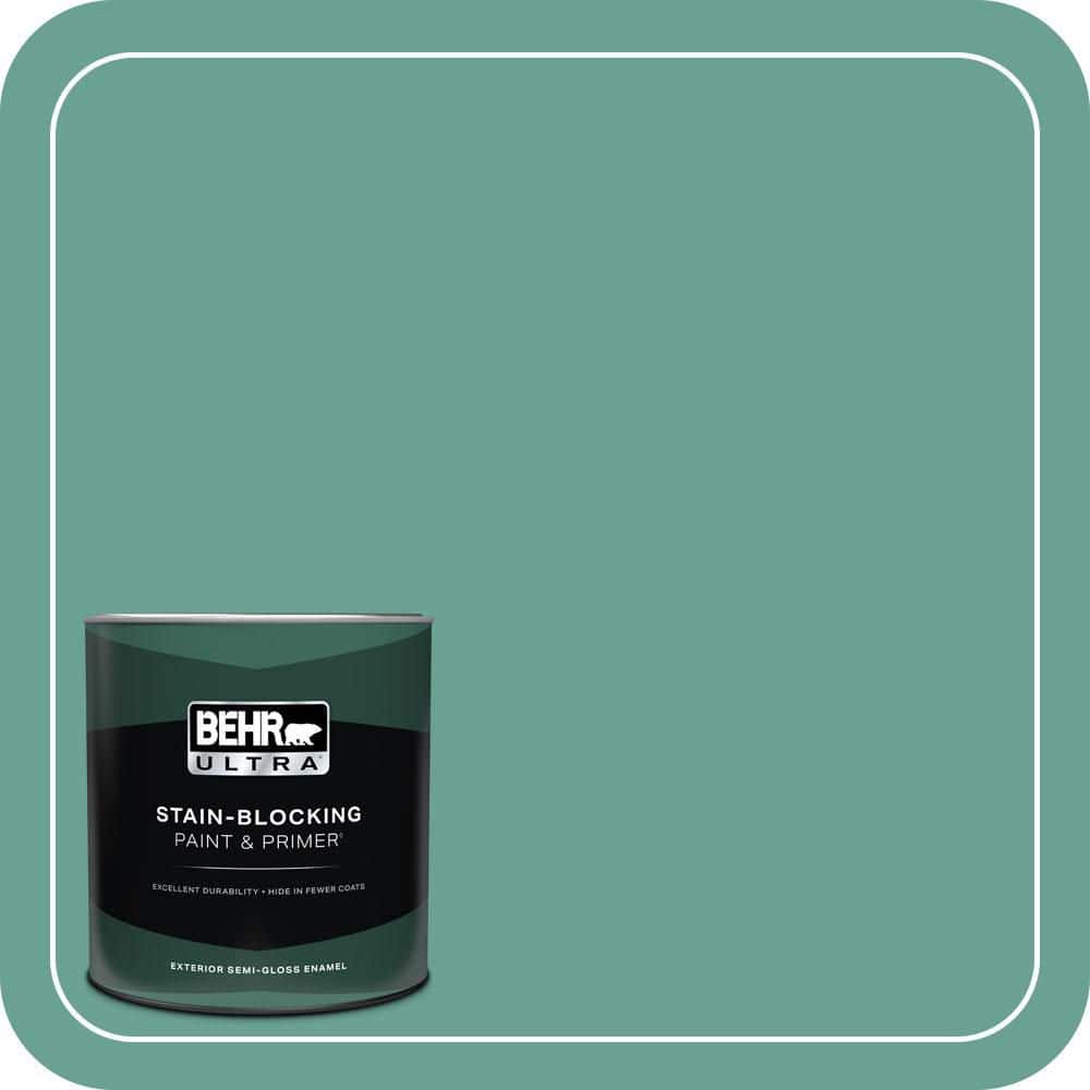 BEHR ULTRA 1 qt. #T17-15 Jade Dragon Semi-Gloss Enamel Exterior Paint & Primer