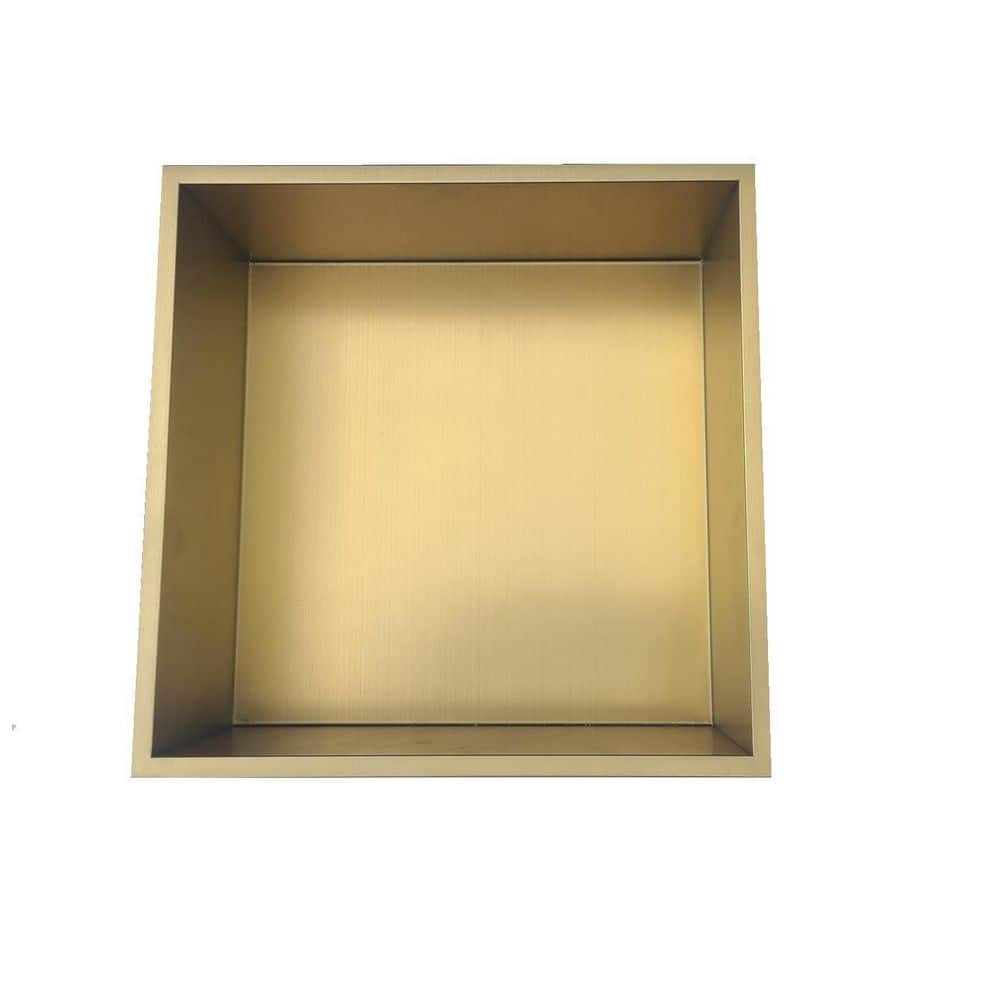 ALINO Niche 12 in. W x 4 in. D x 12 in. H Gold Square Stainless Steel Bathroom Shelf