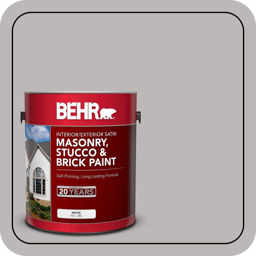BEHR 1 gal. #PPU18-11 Classic Silver Satin Interior/Exterior Masonry, Stucco and Brick Paint