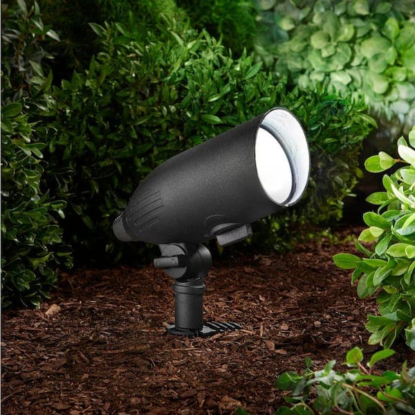 Hampton Bay 640/1130 Lumens Black Hardwired Low Voltage LED Adjustable Light Color Outdoor Spotlight or Flood Light with Clear Lens