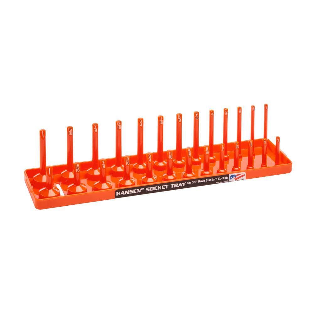Hansen 3/8 in. Drive Standard 2 Row Socket Holder in Orange