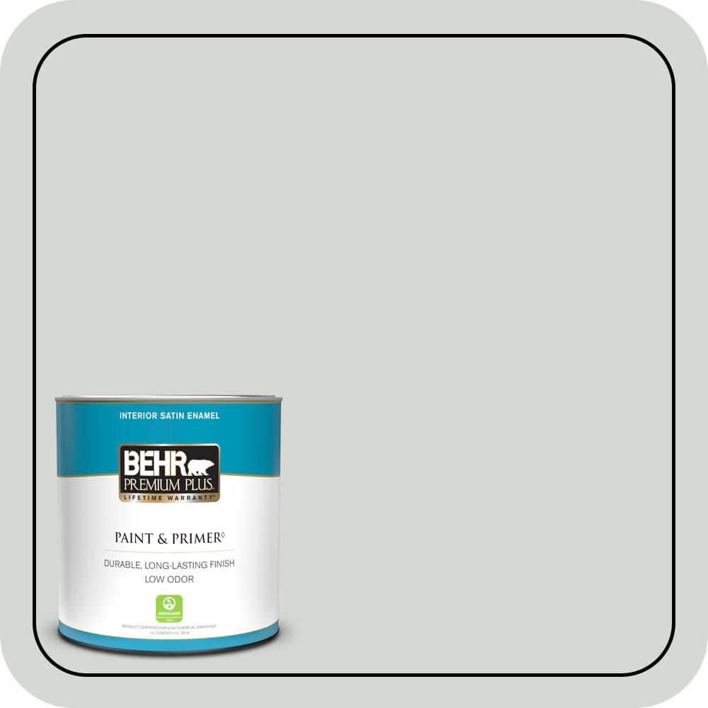 BEHR PREMIUM PLUS 1 qt. #PPU25-13 Misty Coast Satin Enamel Low Odor Interior Paint & Primer