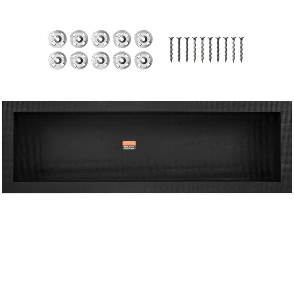 LIVIZA 50 in. W x 16 in. H x 4 in. D Plastic Recessed Shower Niche Shelf Organizer in Black (1)