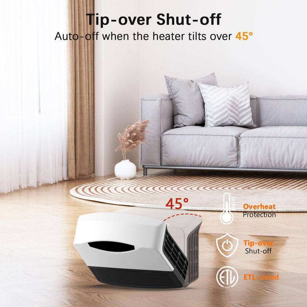 Unbranded 5200 BTU 1500W Smart Wall Heater with WiFi, Remote Control, ECO Mode, Thermostat, ETL Safety, Grey, 200 sq.ft Furnace (2)