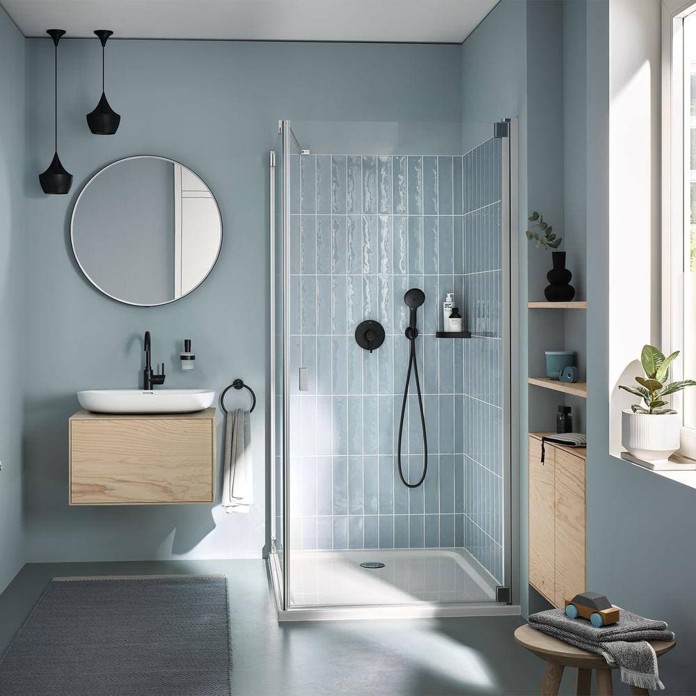 GROHE Tempesta Round 110 24 in. Shower Rail Set 2-Spray 1.5 GPM in Matte Black (3)