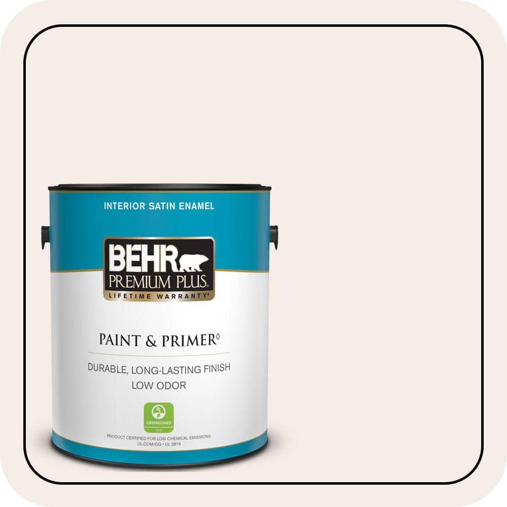 BEHR PREMIUM PLUS 1 gal. #W-B-110 Soft Lace Satin Enamel Low Odor Interior Paint & Primer