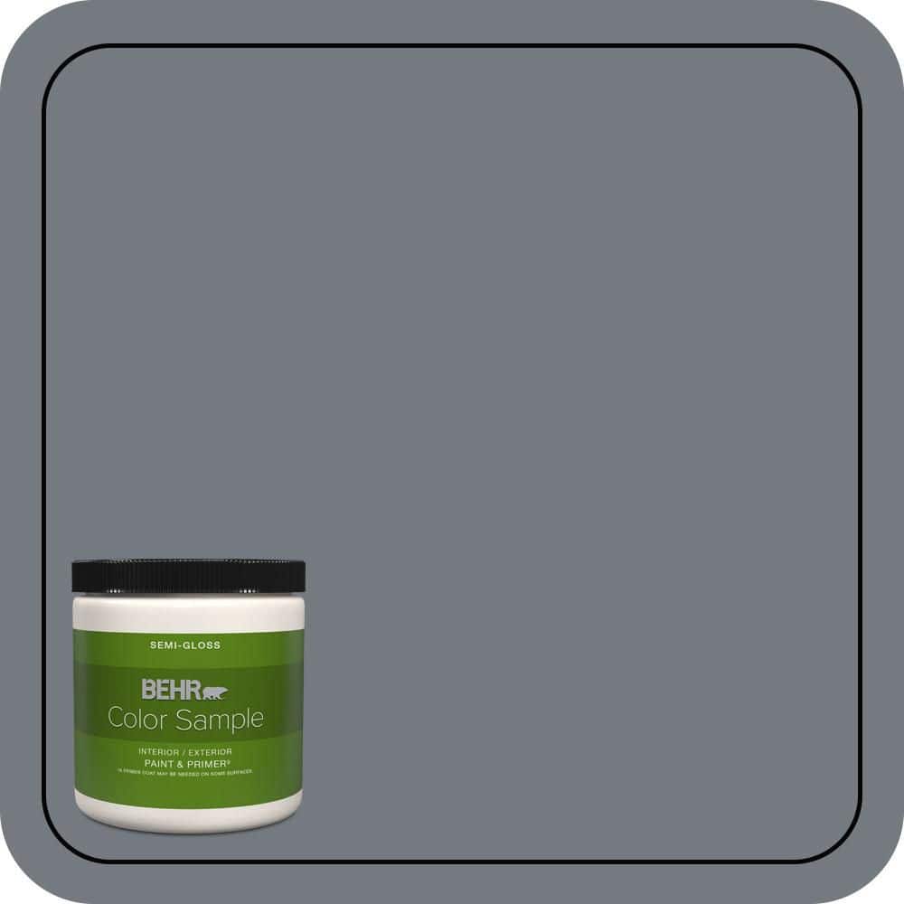 BEHR PREMIUM PLUS 8 oz. #N510-5 Liquid Mercury color Semi-Gloss Interior/Exterior Paint & Primer Color Sample