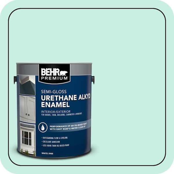 BEHR PREMIUM 1 gal. #P430-1 Summer House Urethane Alkyd Semi-Gloss Enamel Interior/Exterior Paint (2)