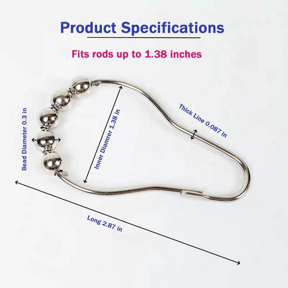 Unbranded 12-Piece Stainless Steel 201 Shower Curtain Rings with Smooth-Glide Profile for Bathroom Rods in Nickel (3)