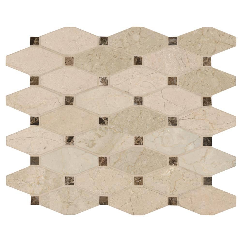MSI Valencia Blend 12x15 in. Polished Marble Elongated Octagon Mosaic Rich Brown Accent Inlays Floor Tile(11 sq.ft./Case)