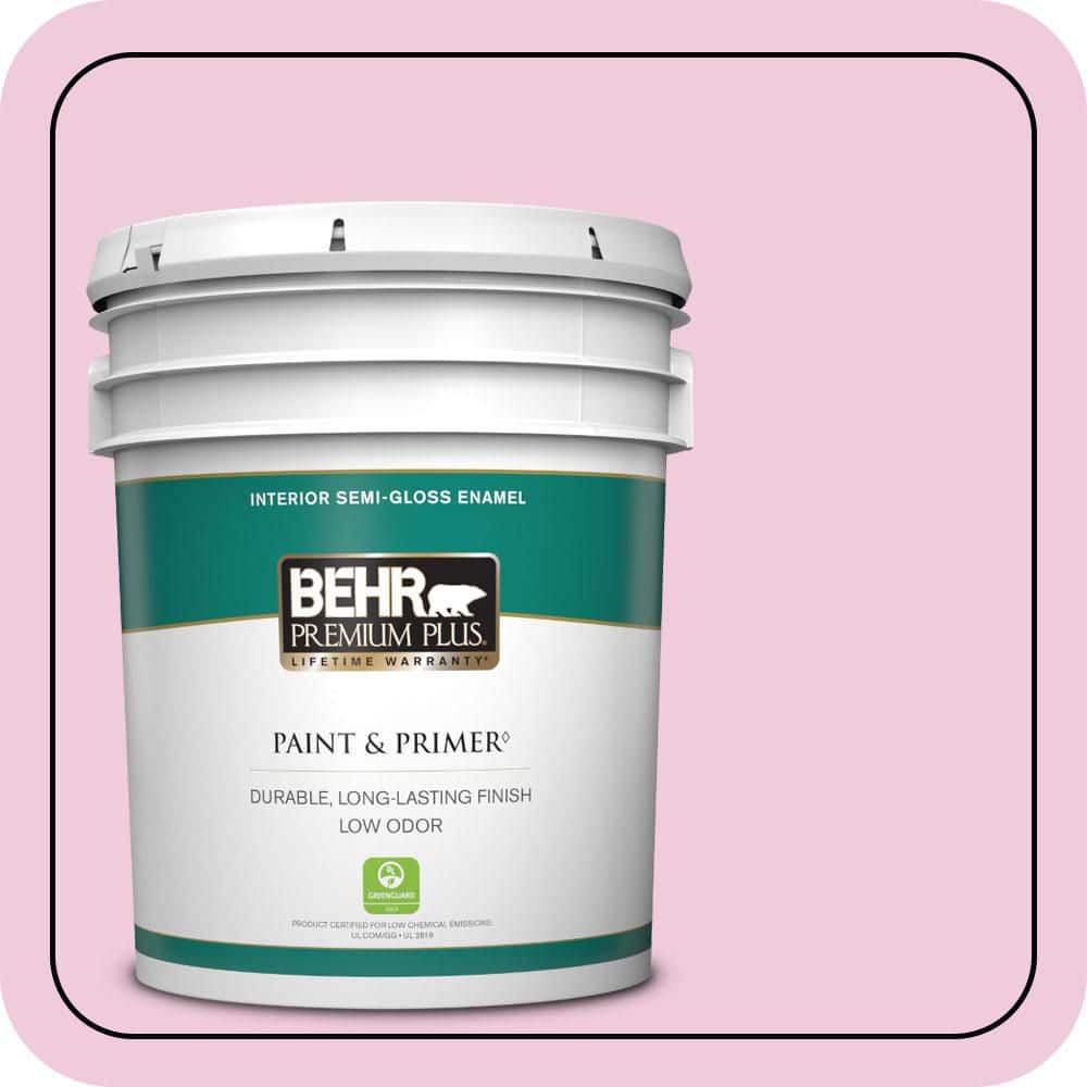 BEHR PREMIUM PLUS 5 gal. #P130-1 Piggy Bank Semi-Gloss Enamel Low Odor Interior Paint & Primer