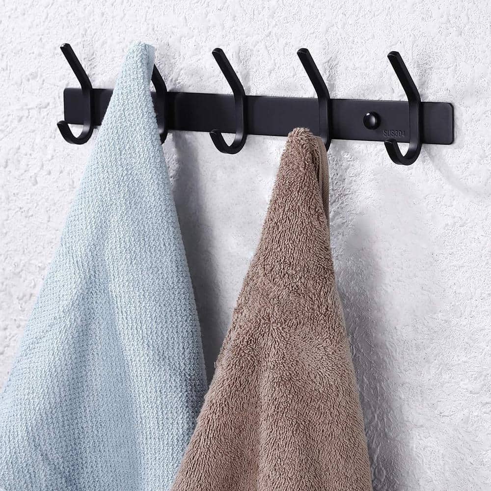 ACEHOOM Wall Mount Robe Hook and Towel Hook in Matte Black (3)