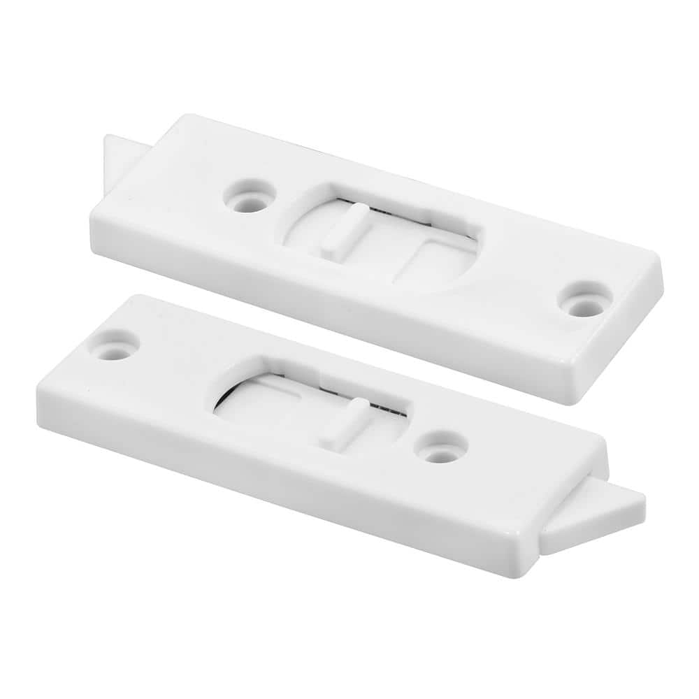 Prime-Line 3-3/8 in. White Plastic Window Lock with spring-loaded Tilt Latch (2-pack)